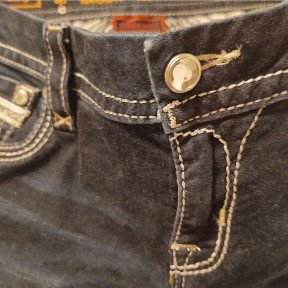 Rock Revival Betty Crop Sz 30 x 25 Bling Flap Faux Pocket Metallic Stitch EUC - Picture 6 of 9